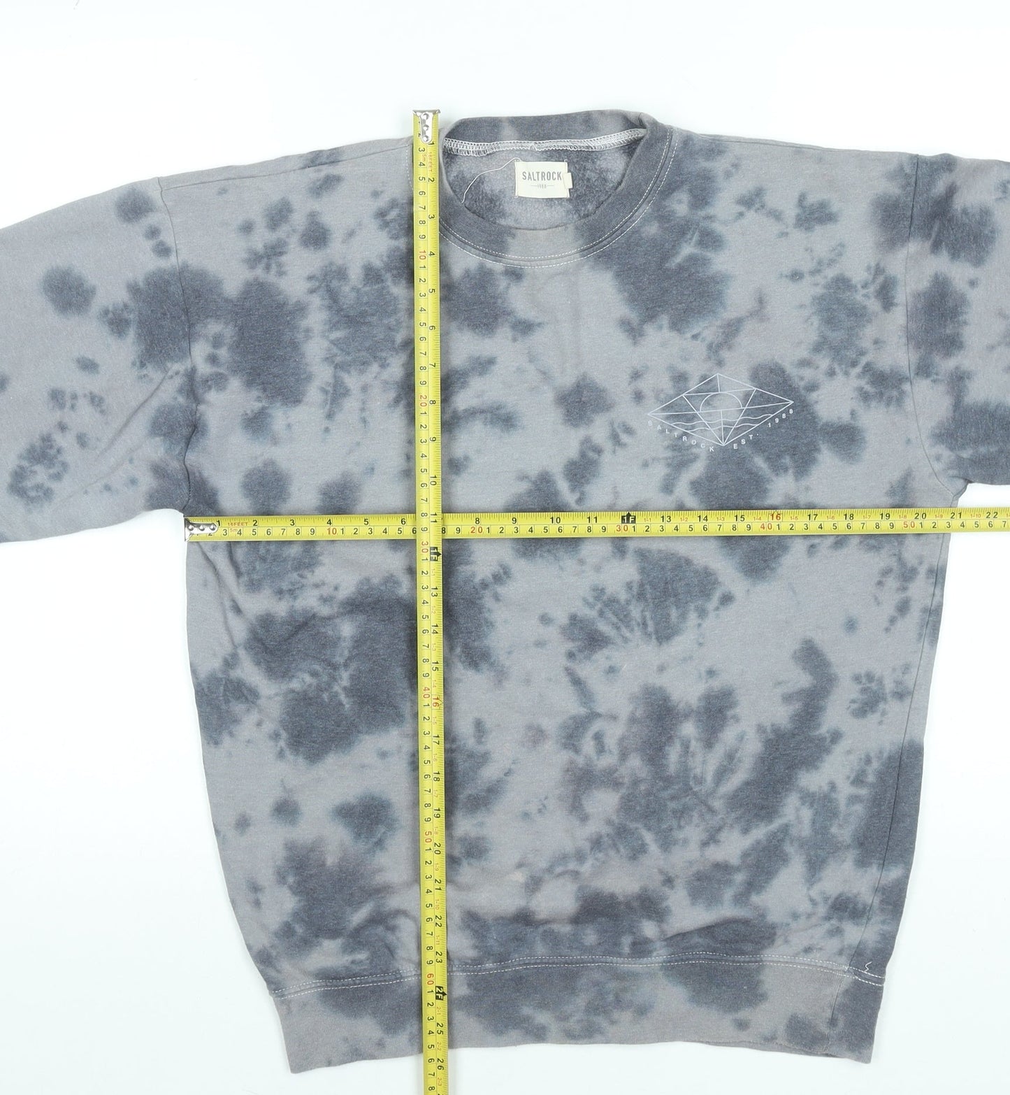 Saltrock Men's Grey Tie-Dye Pullover Sweatshirt M