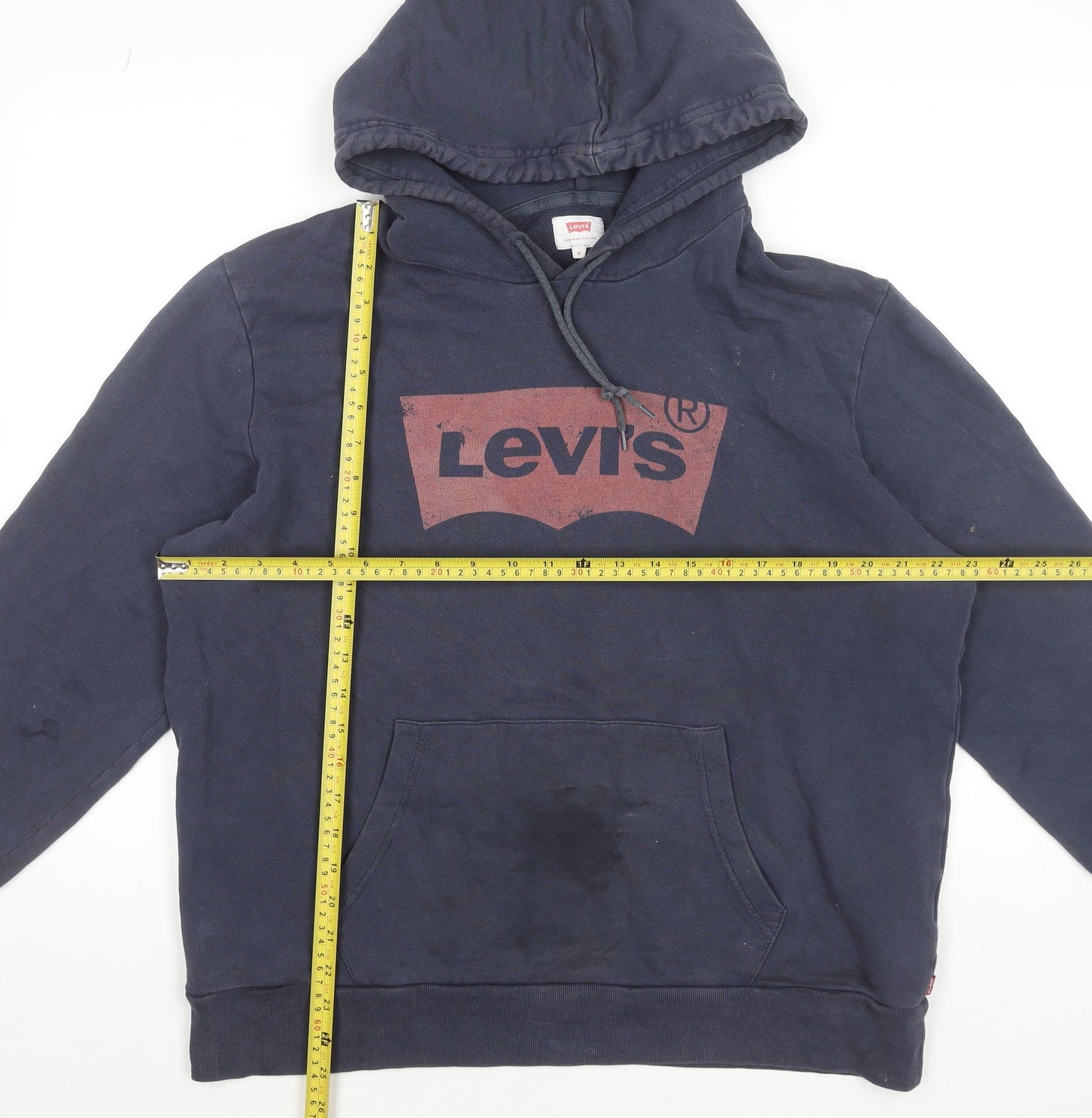 Levi's Men's Navy Hoodie Medium Pullover Cotton Graphic Sweatshirt