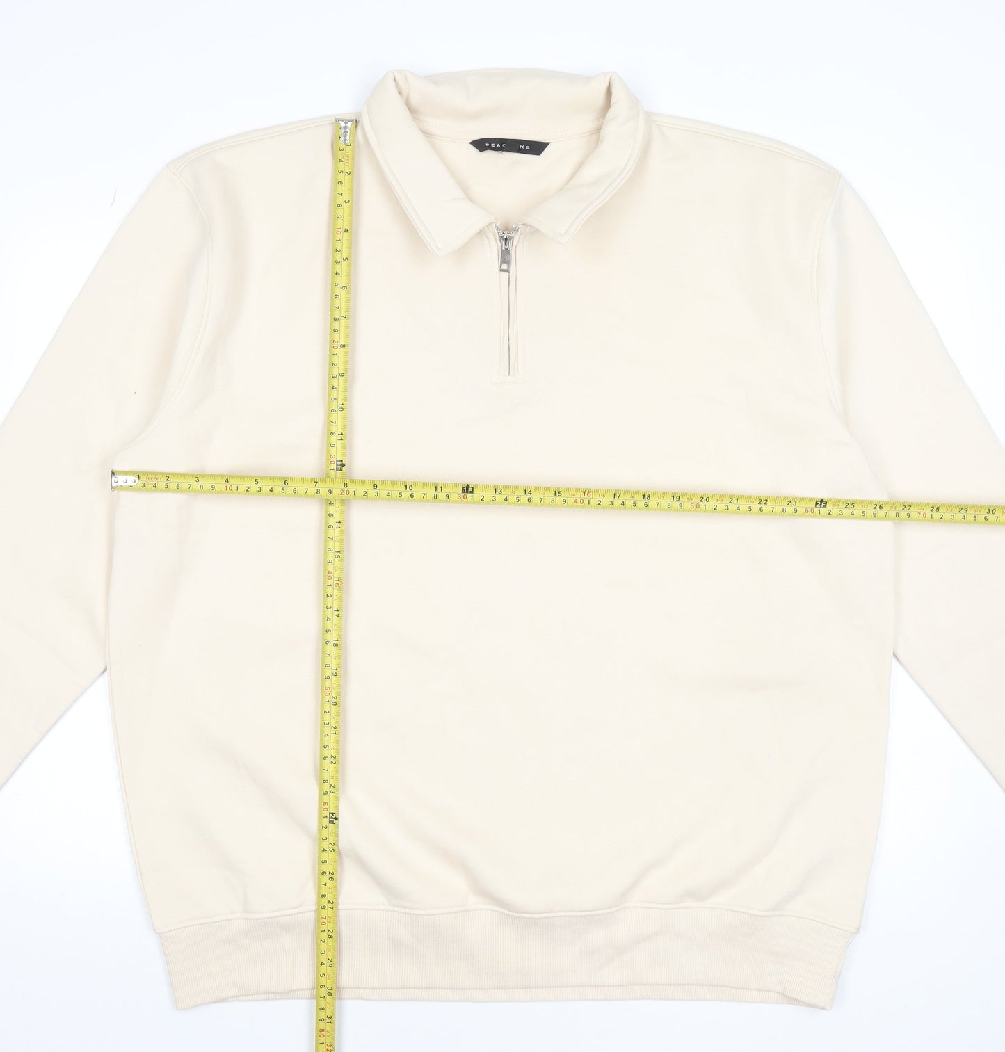 Peacocks Men’s Beige 3XL Collared 1/4 Zip Sweatshirt