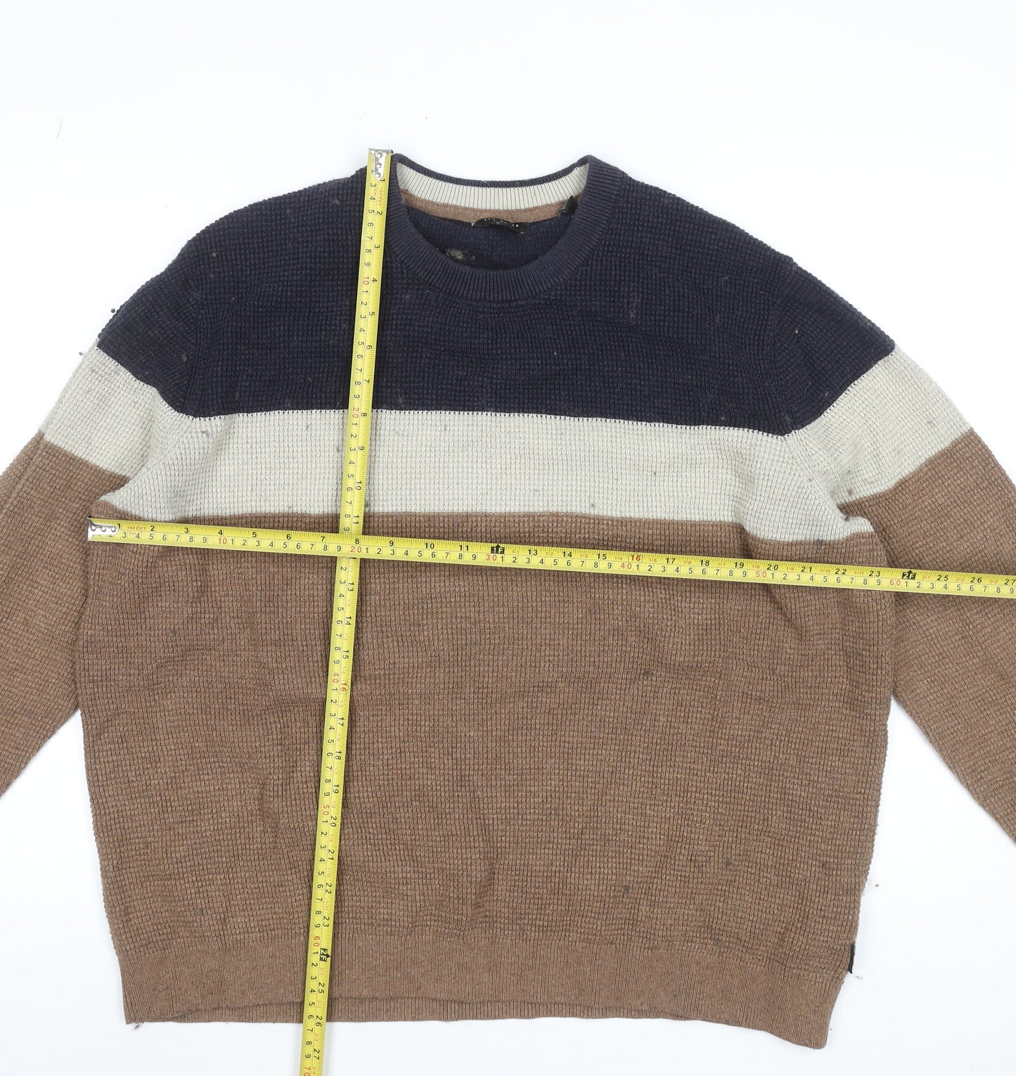 Ted Baker Men's Multicoloured XL Crew Neck Waffle-Knit Jumper