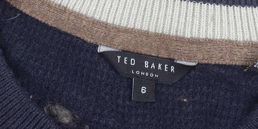 Ted Baker Men's Multicoloured XL Crew Neck Waffle-Knit Jumper