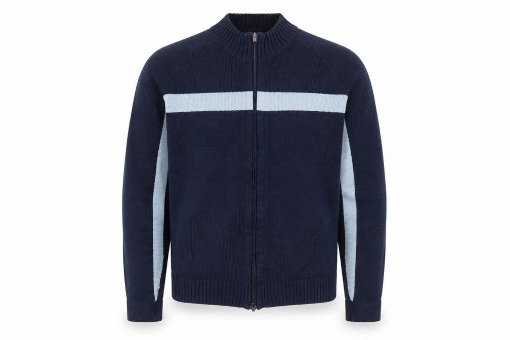 Fullcircle Men's Blue Full Zip Wool Blend Jumper Size L
