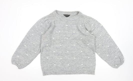 Dorothy Perkins Women’s Grey Polka Dot Crew Neck Jumper Size 12