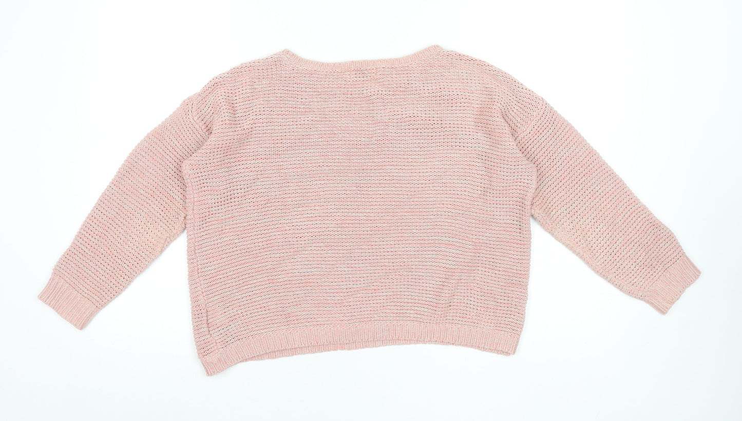 Marks and Spencer Women's Pink Cotton Knit Jumper Size 12