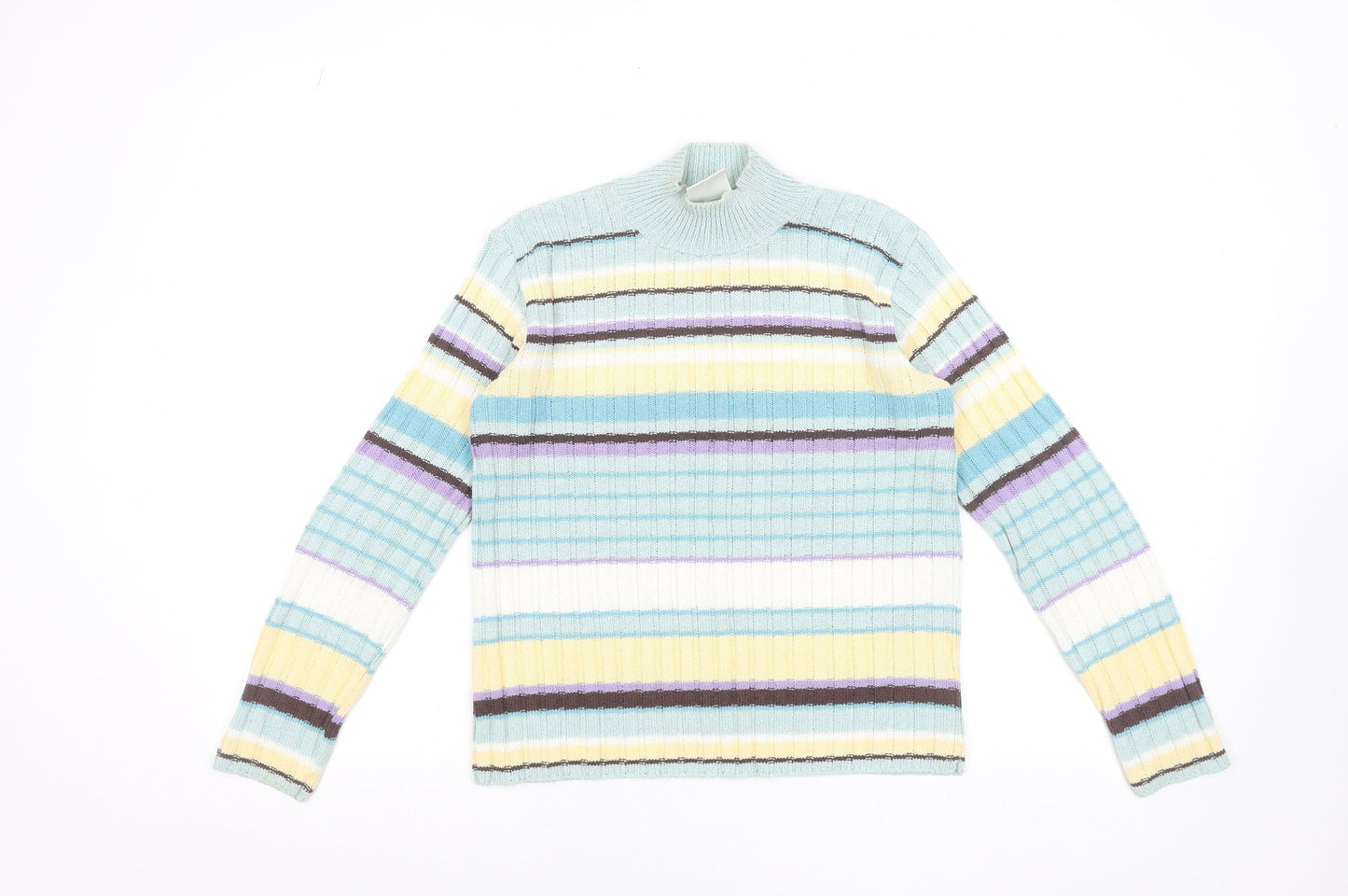Items Women’s Multicoloured Striped Mock Neck Jumper Size 12