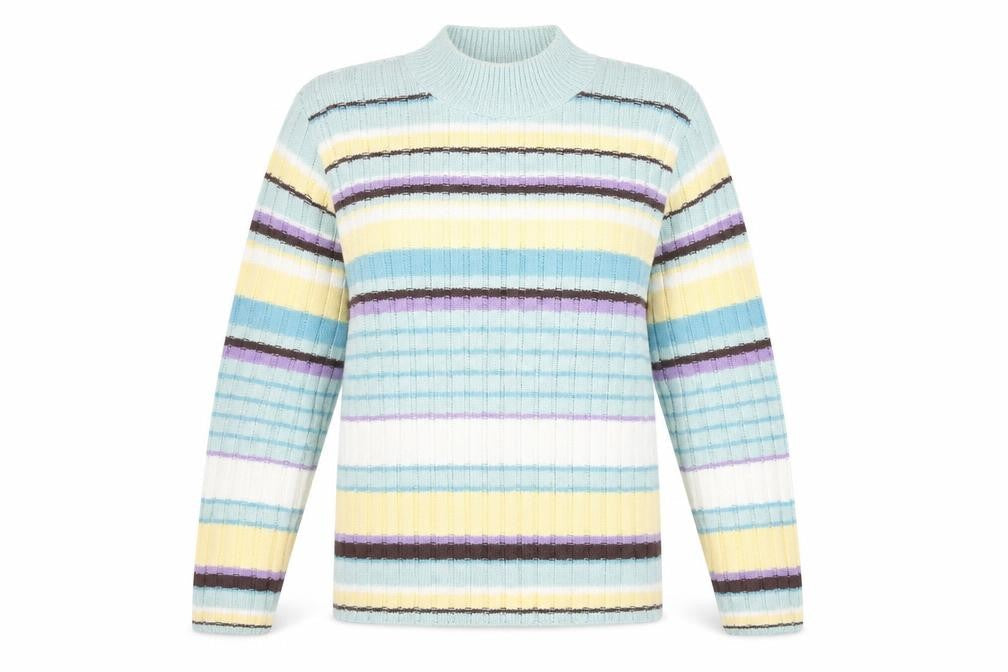 Items Women’s Multicoloured Striped Mock Neck Jumper Size 12