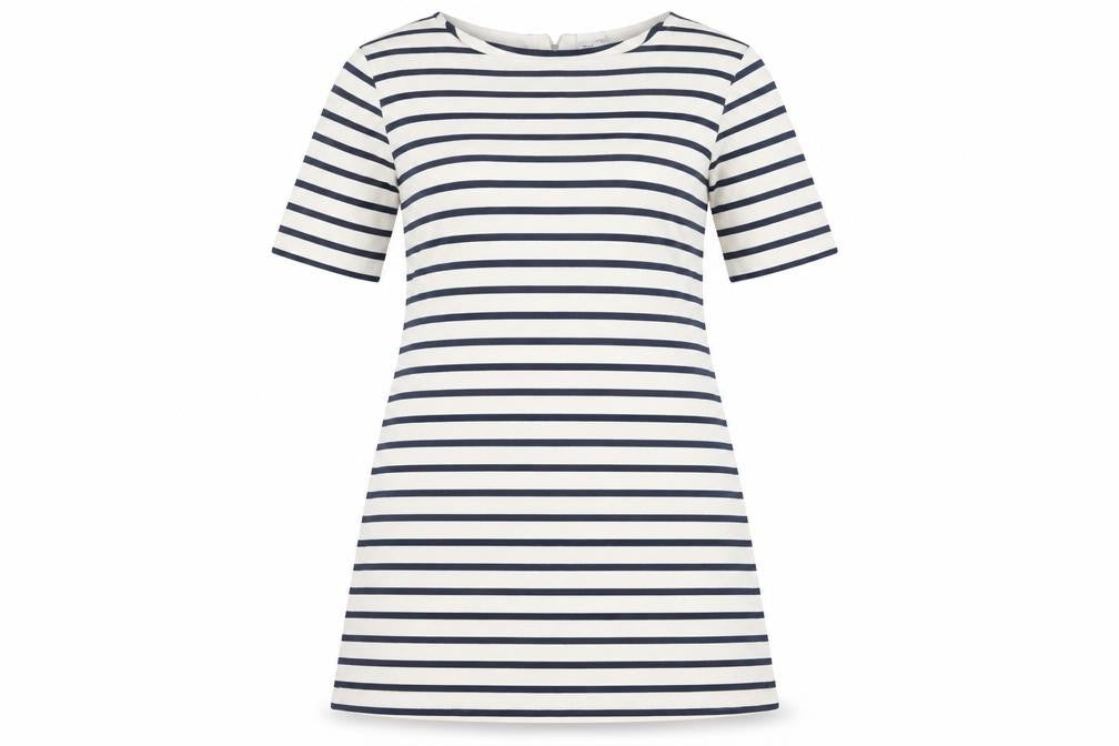 Whistles Women’s Navy Stripe Knee Length Cotton Shift Dress Size 16