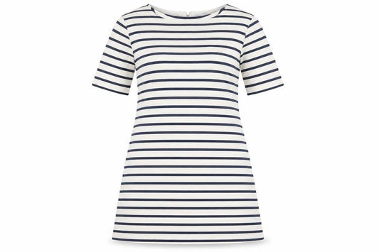 Whistles Women’s Navy Stripe Knee Length Cotton Shift Dress Size 16