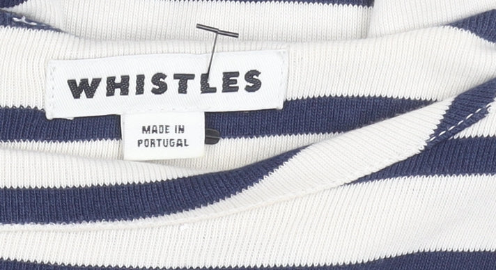 Whistles Women’s Navy Stripe Knee Length Cotton Shift Dress Size 16