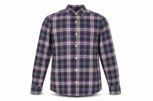 Topman Men's Purple Plaid Flannel Button-Up Shirt Size S Regular Fit