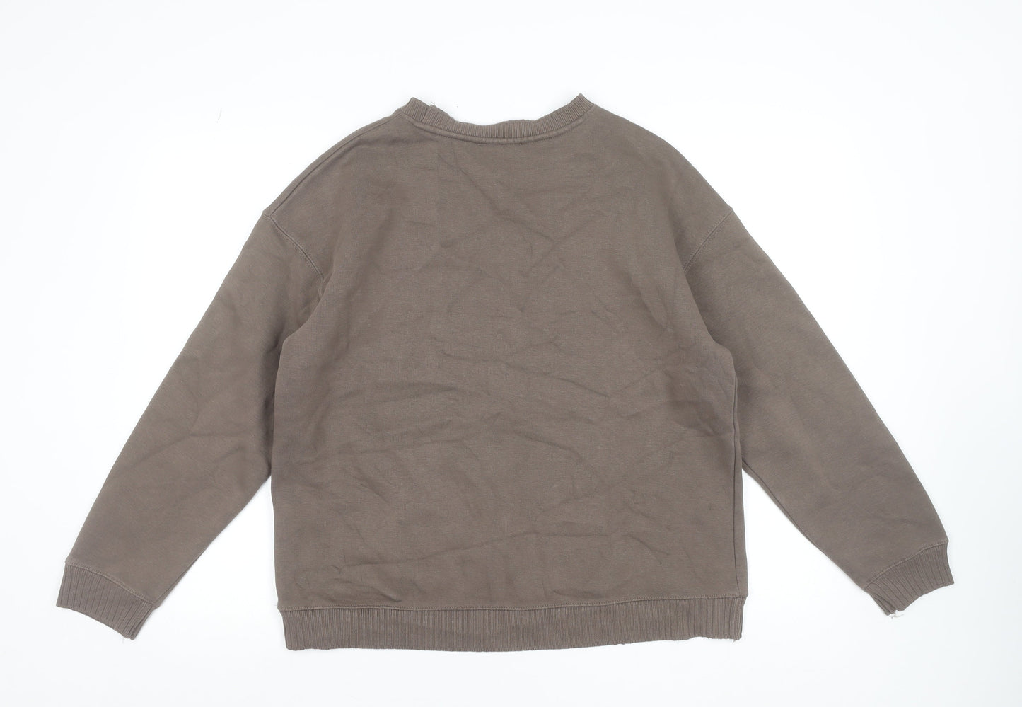 Zara Women Brown Cotton Blend Pullover Sweatshirt Size S