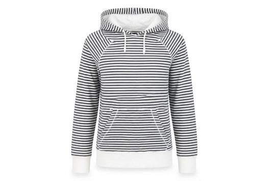 Topshop Women Black & White Striped Cotton Pullover Hoodie Size 10