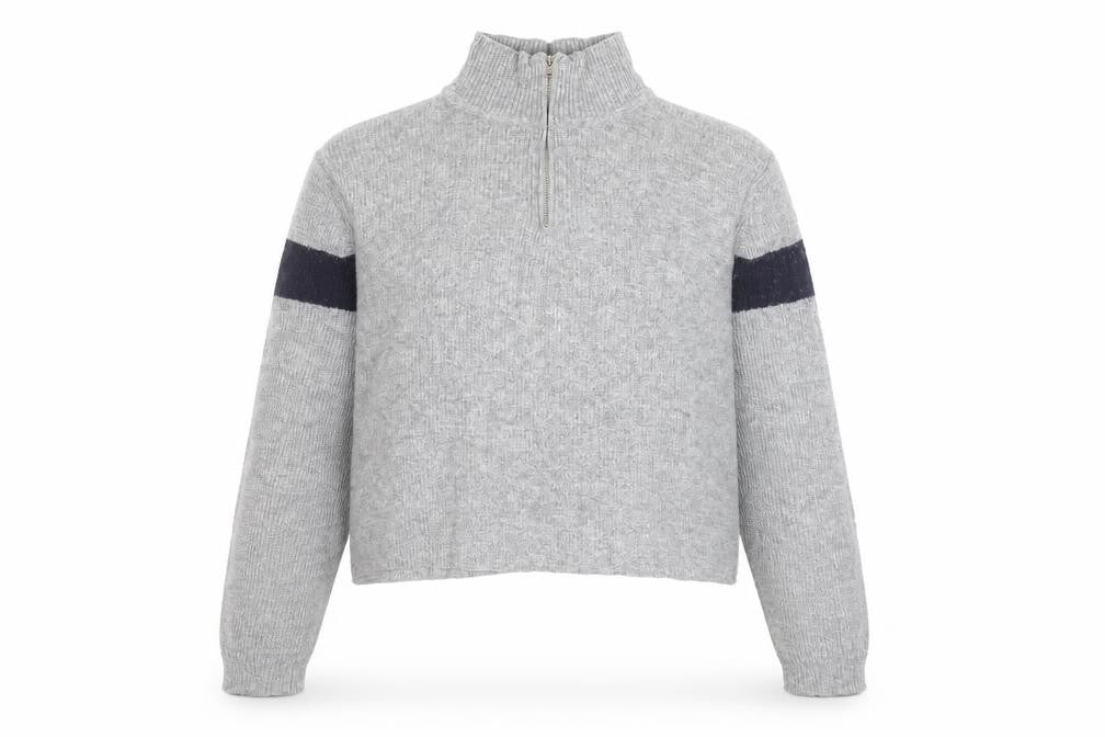 Brandy Melville Women Grey 1/2 Zip Wool Blend Jumper
