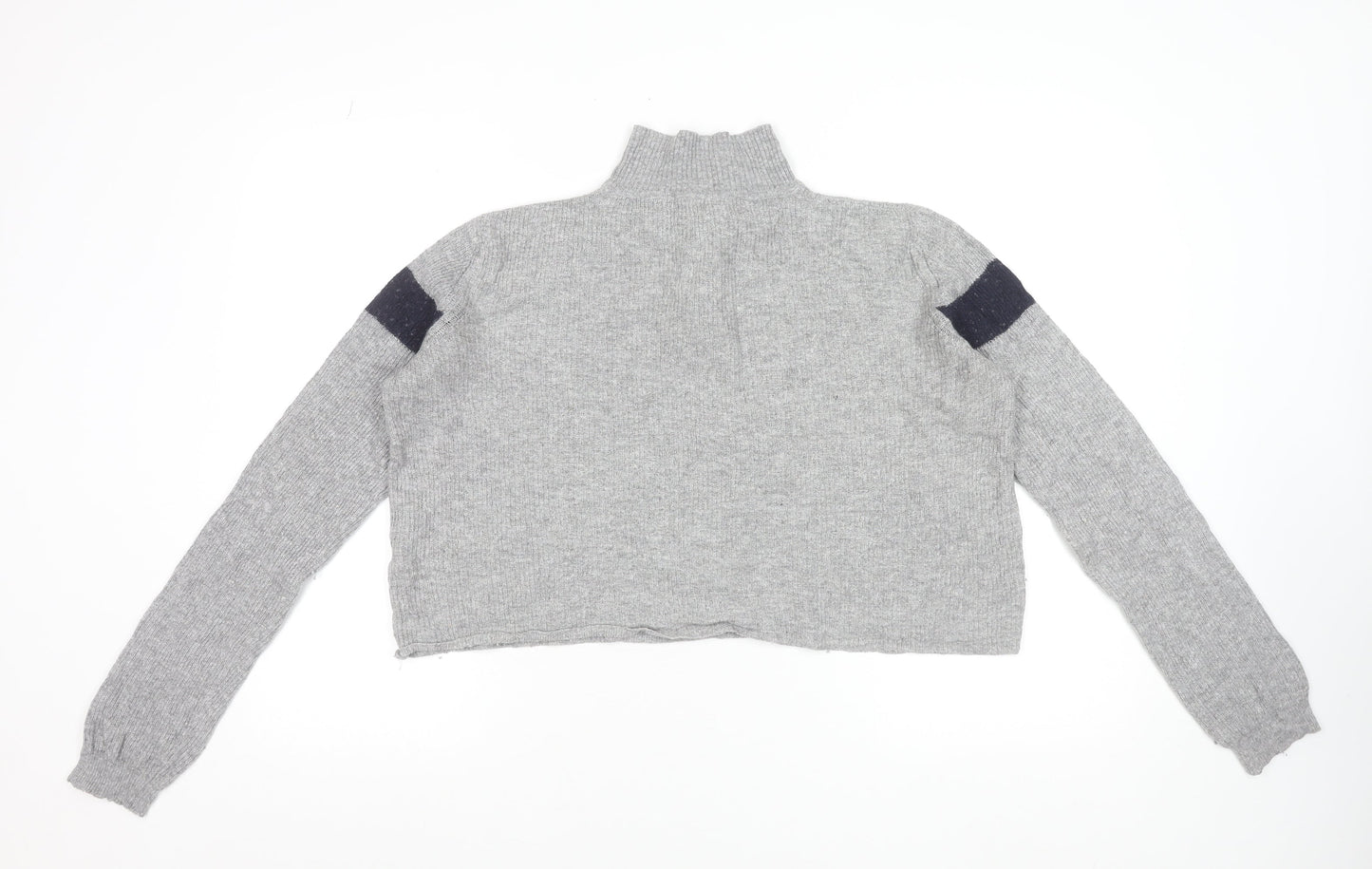 Brandy Melville Women Grey 1/2 Zip Wool Blend Jumper