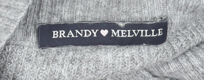 Brandy Melville Women Grey 1/2 Zip Wool Blend Jumper