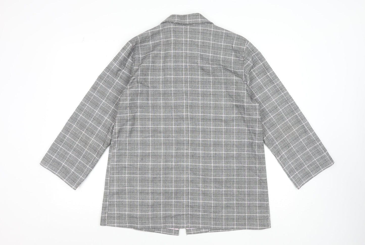 Monki Women’s Grey Check Blazer Jacket Size S Relaxed Fit