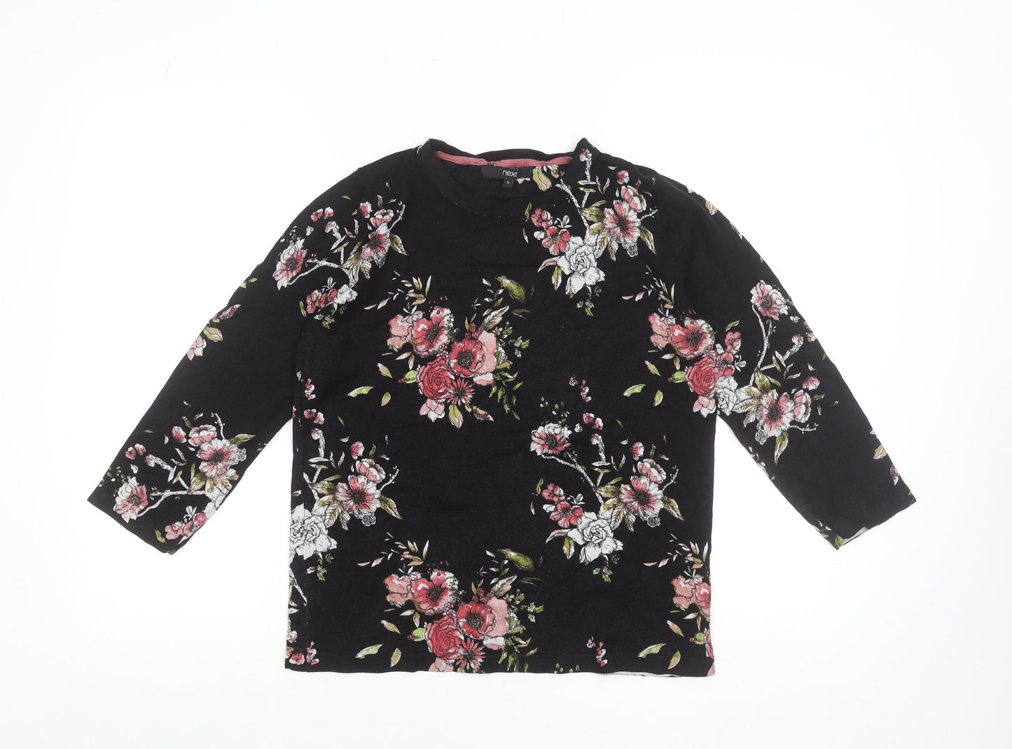 Next Womens Black Floral Long Sleeve Blouse Size 12