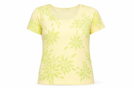 Windsmoor Women's Yellow Floral Rhinestone Viscose Knit T-Shirt M