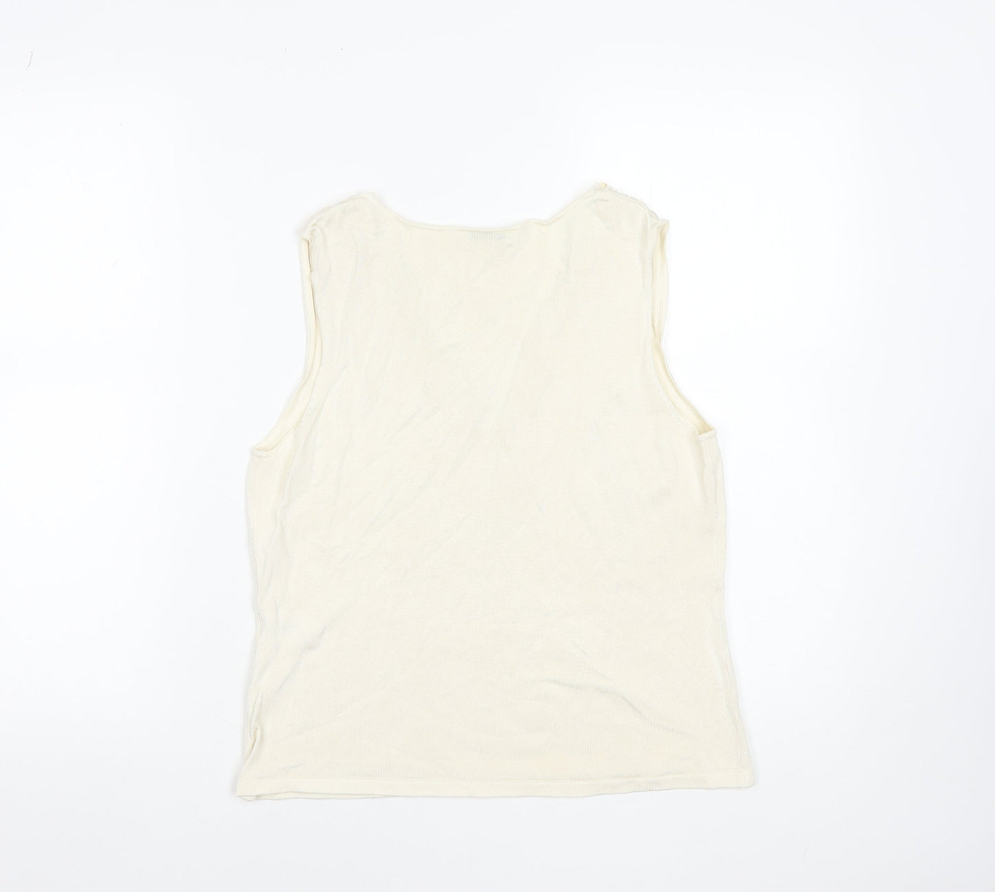 Planet Women's Ivory Beaded Sleeveless Viscose Knit Tank Top Size L