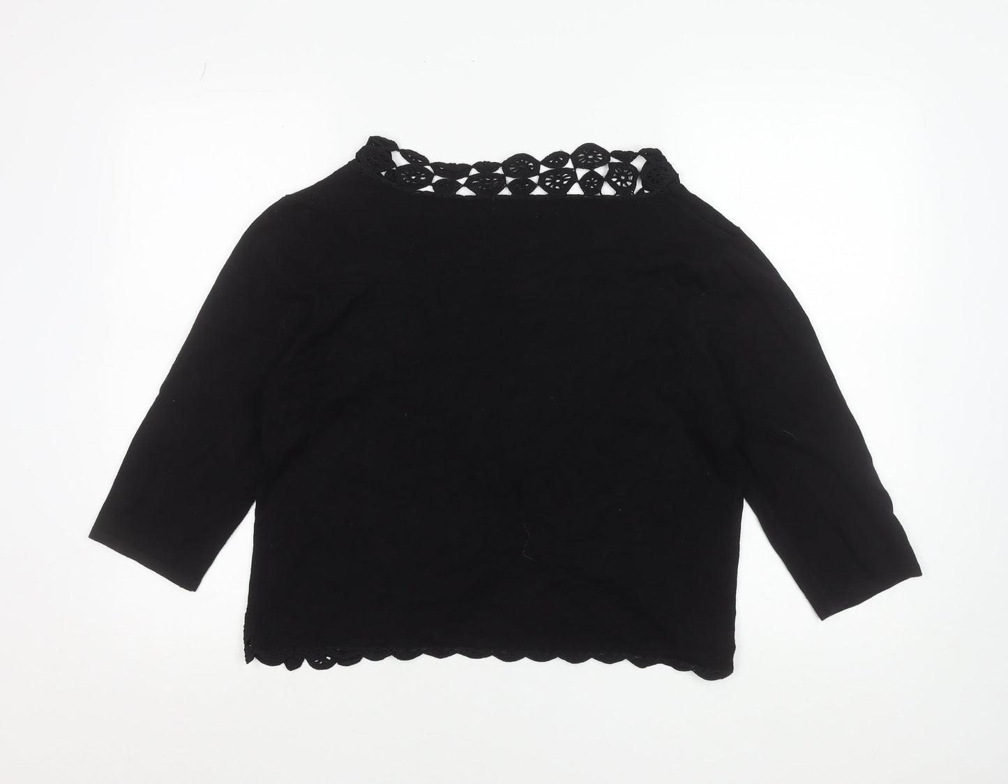 Kaliko Women Black Crochet Edge 3/4 Sleeve Shrug Size 18