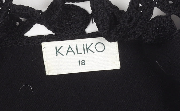 Kaliko Women Black Crochet Edge 3/4 Sleeve Shrug Size 18