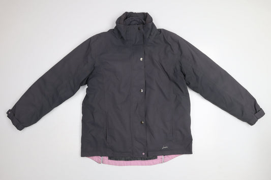 Joules Womens Grey Waterproof Mid-Length Rain Coat Jacket UK 14