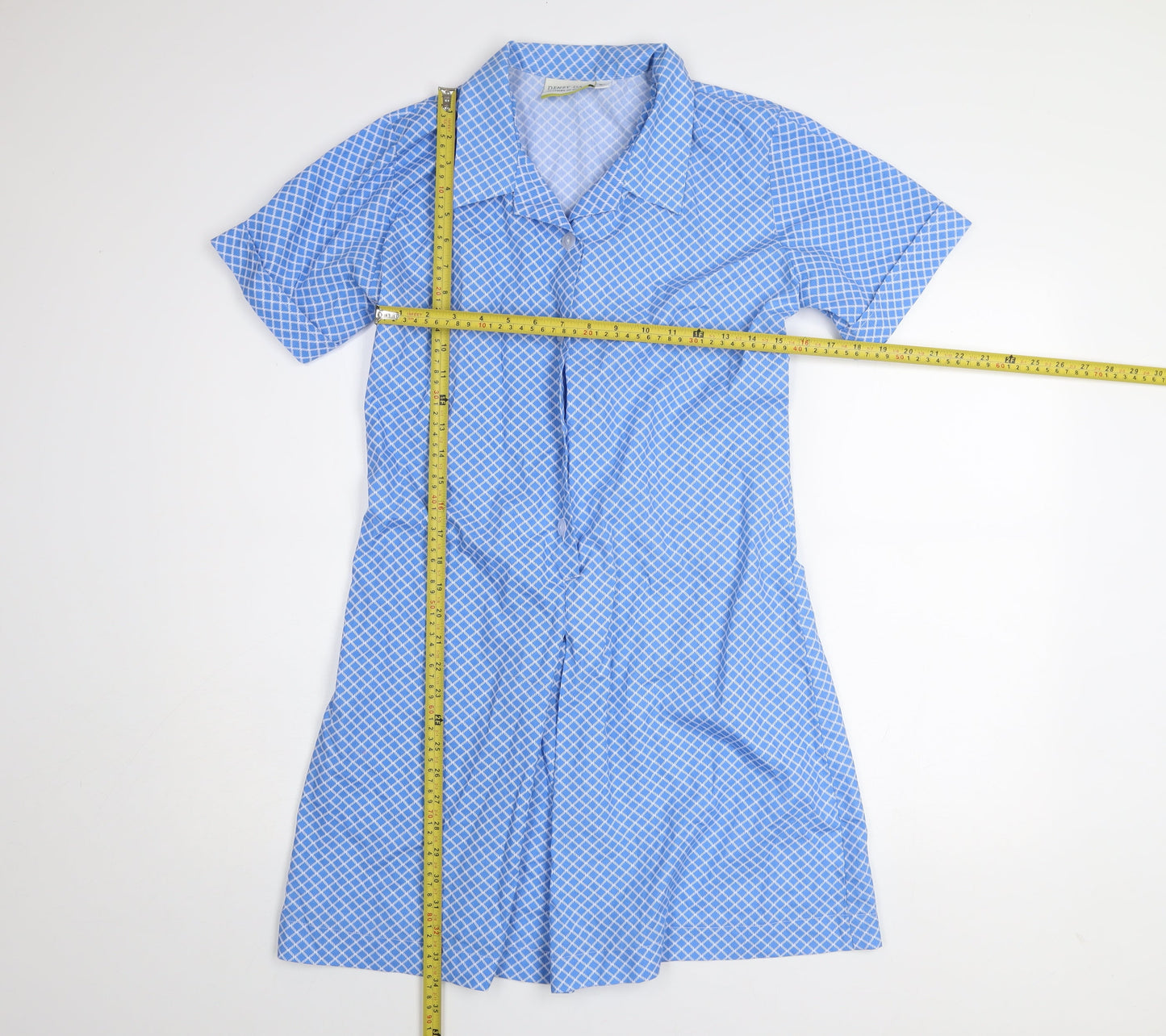 Denby Dale Women's Blue Geometric Cotton Shirt Dress Size 10