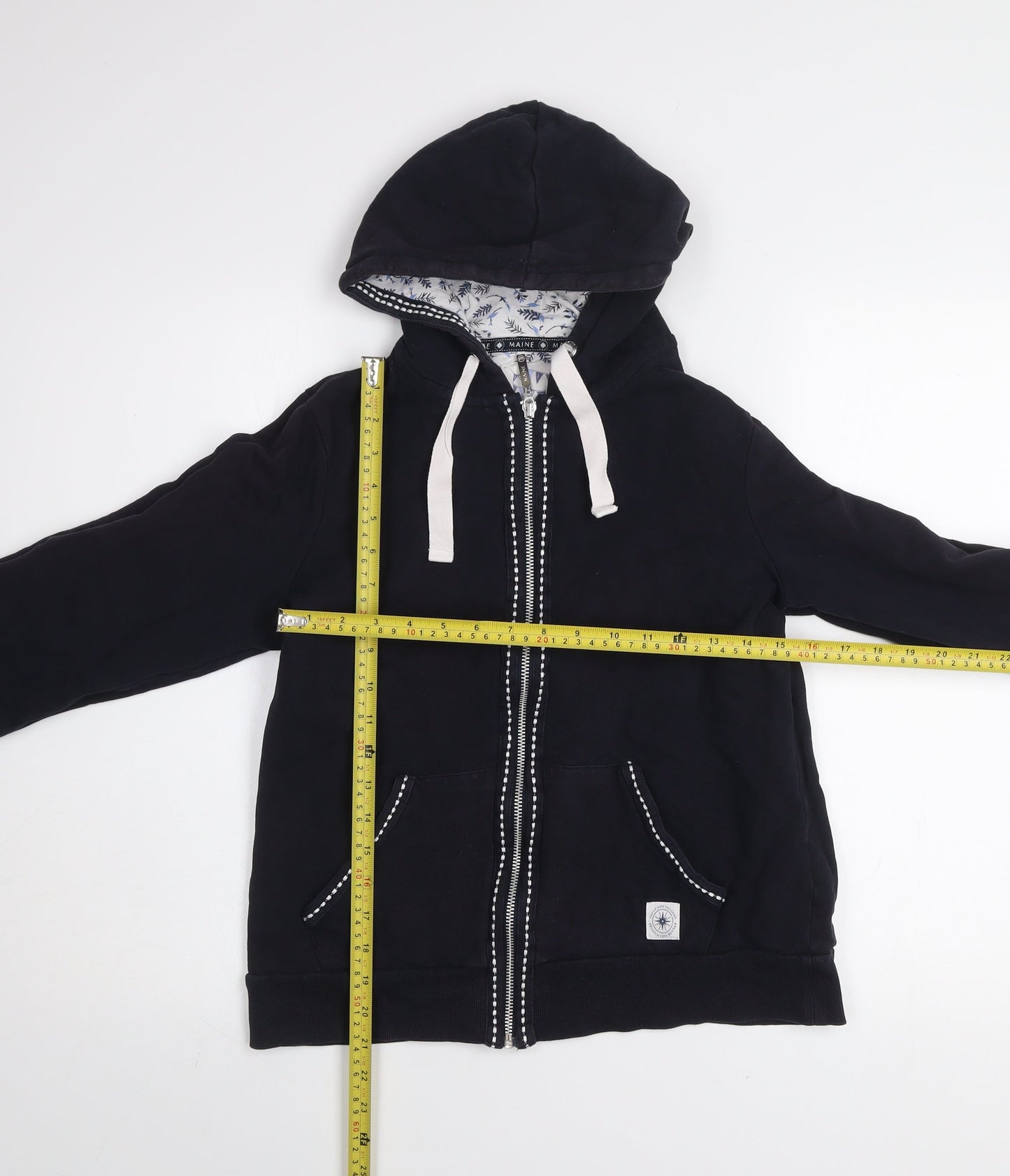 Maine New England Women Black Full Zip Hoodie Size 12 Cotton Lined