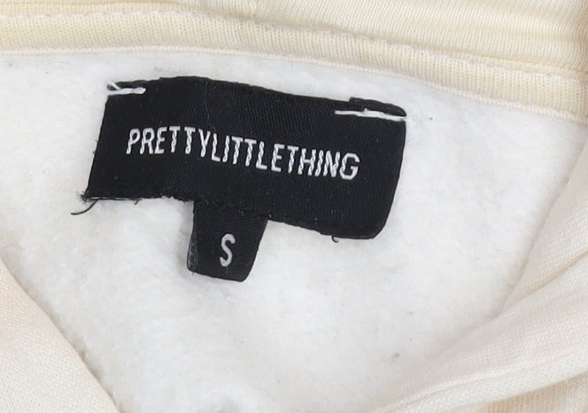 PrettyLittleThing Women's Beige Full Zip Hoodie Size S Cotton Blend