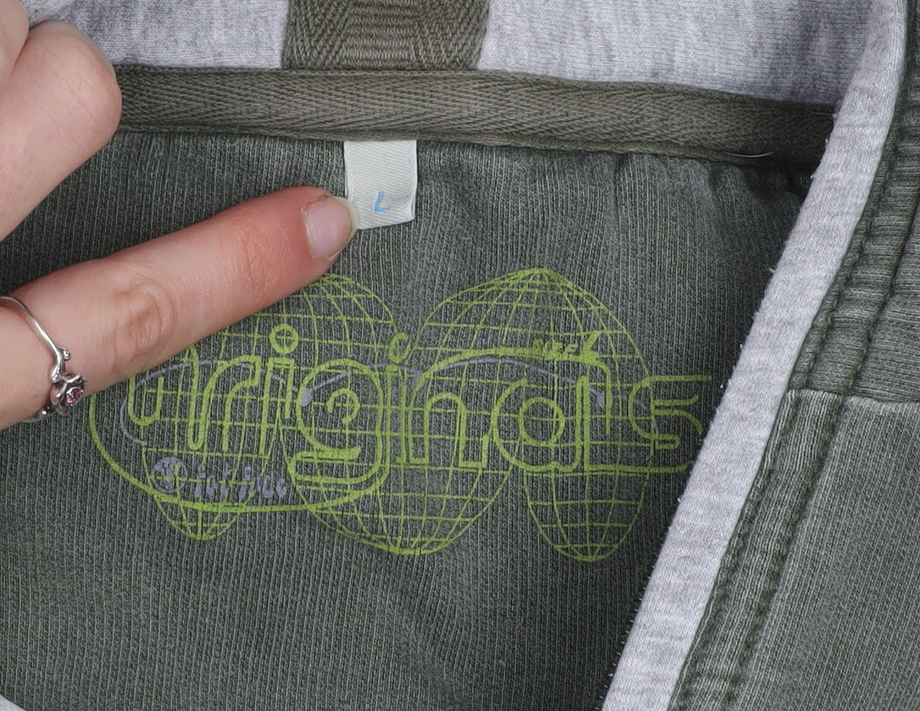 We Originals Mens Green L Half Zip High Neck Sweatshirt