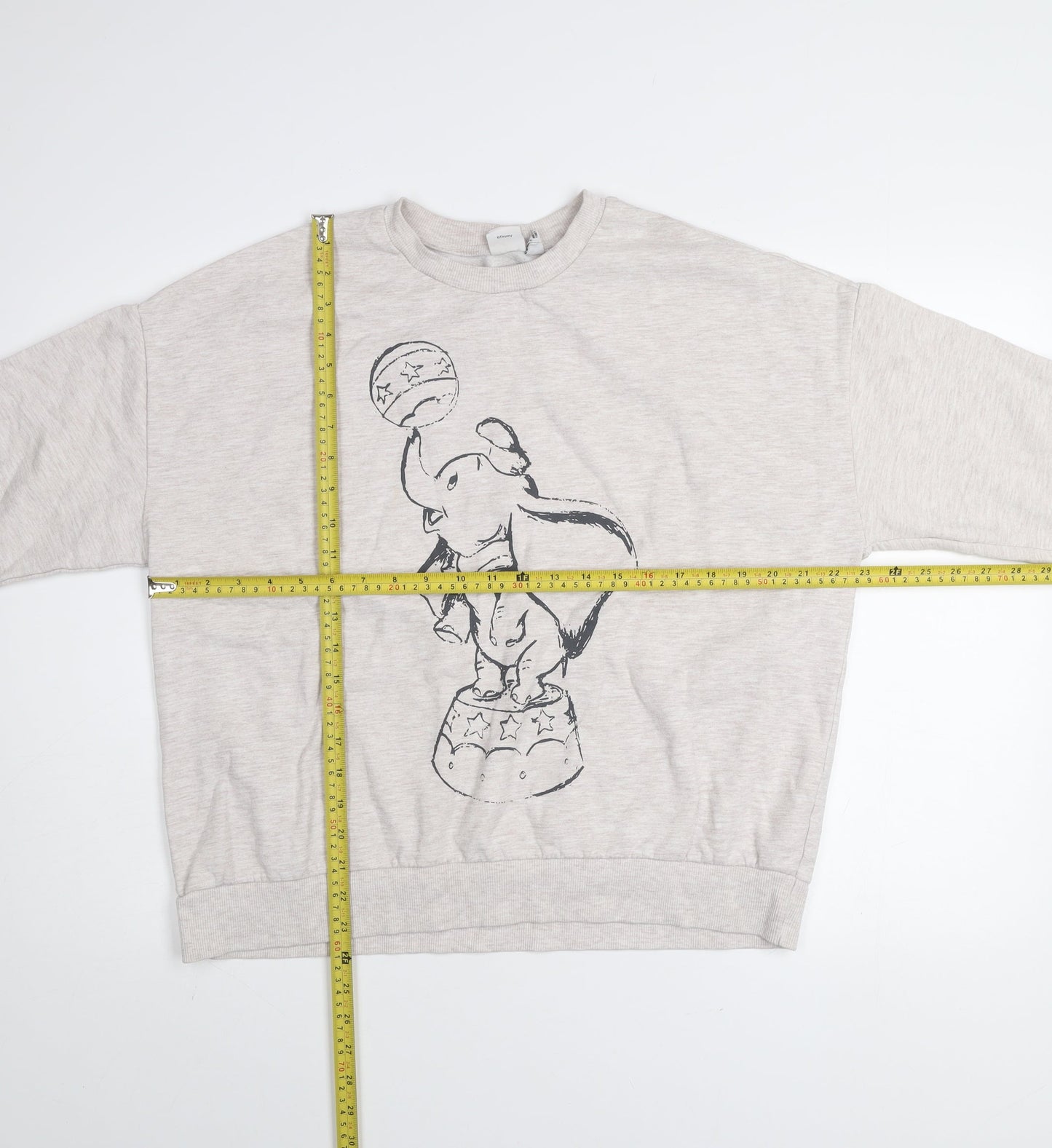 Disney Women Beige Dumbo Graphic Pullover Sweatshirt Size L