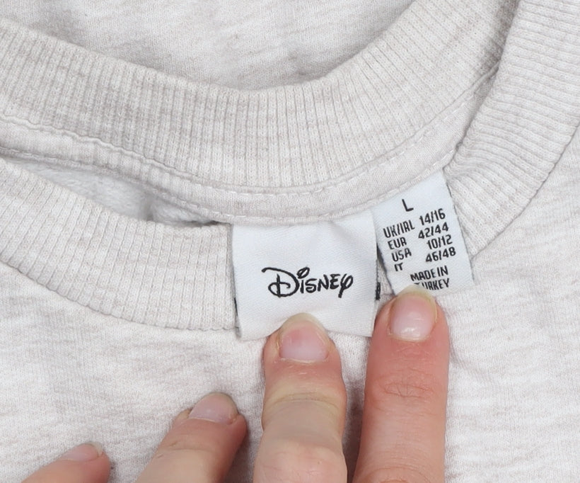 Disney Women Beige Dumbo Graphic Pullover Sweatshirt Size L