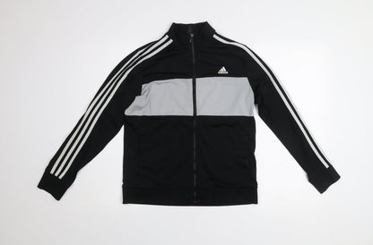 Additional front view of Adidas boys’ black & grey track jacket 13-14 years full zip activewear