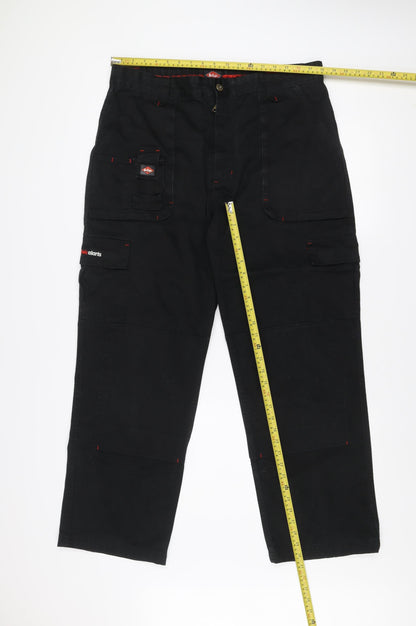 Back view of Lee Cooper Men's Black Cargo Workwear Trousers 38R Polyester Cotton Blend