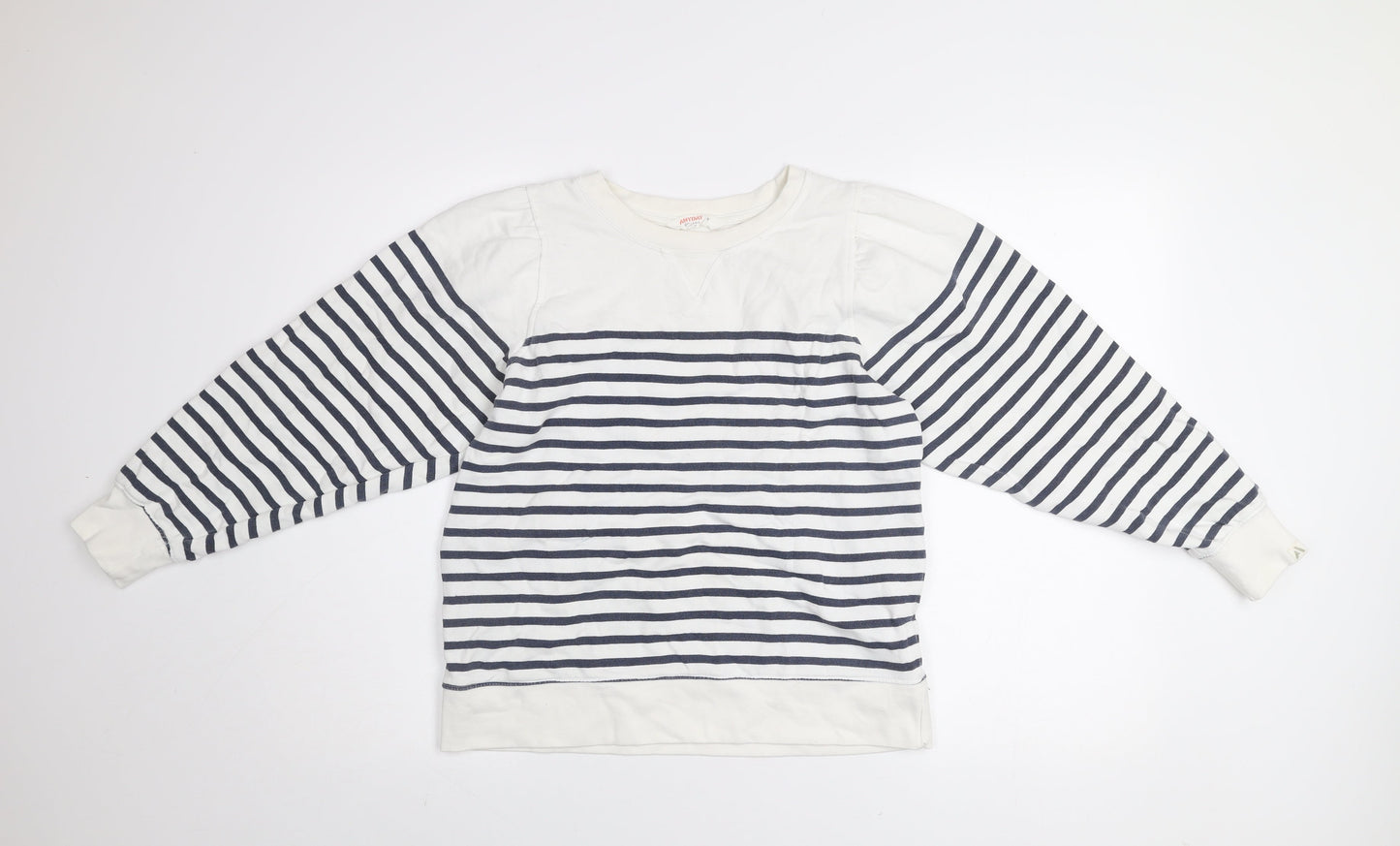 John Lewis Anyday Women’s White Navy Striped Pullover Sweatshirt M
