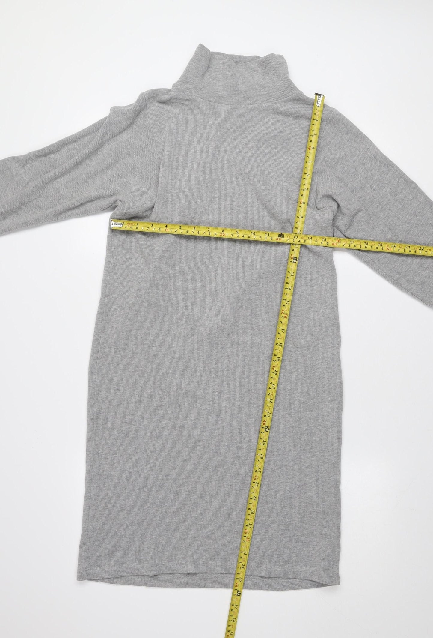 Great Plains Women Grey Size 10 Bodycon Knit Turtleneck Dress
