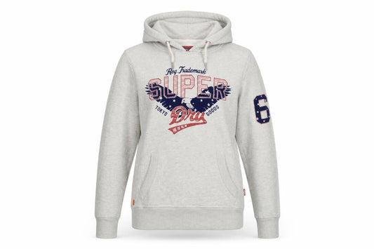 Superdry Heritage Grey Hoodie Women UK 8 Pullover Cotton Blend Casual