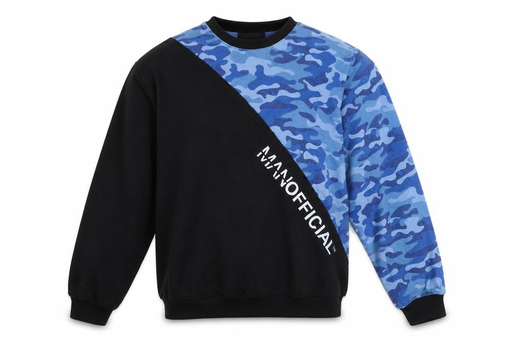boohooMAN Men's Black Blue Camouflage Pullover Sweatshirt Size M