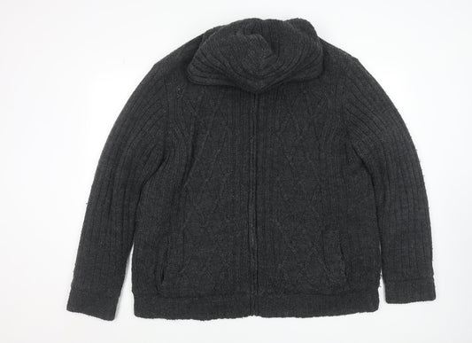 Cherokee Men's Grey Knit Hooded Full Zip Jacket 2XL Regular