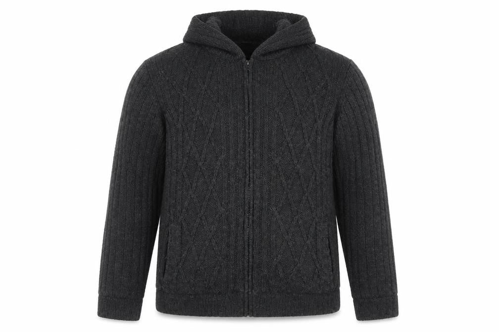 Cherokee Men's Grey Knit Hooded Full Zip Jacket 2XL Regular