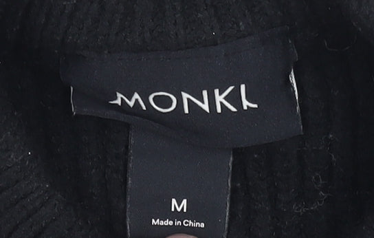 Monki Women Black Striped Knit Crew Neck Pullover Jumper M