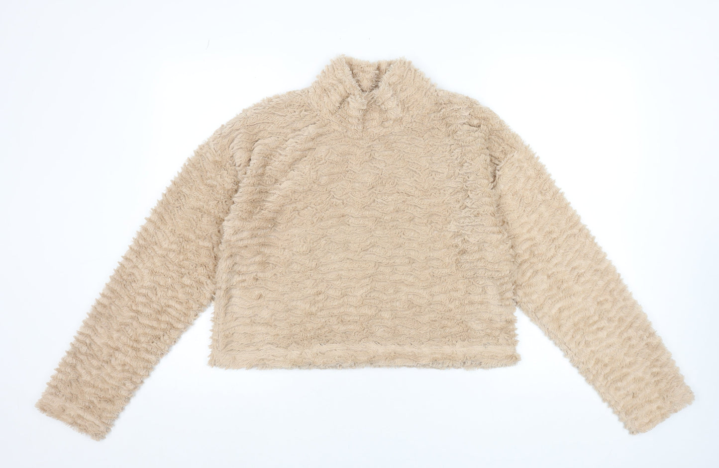 Noisy May Women Beige Fleece Pullover Sweatshirt Size M