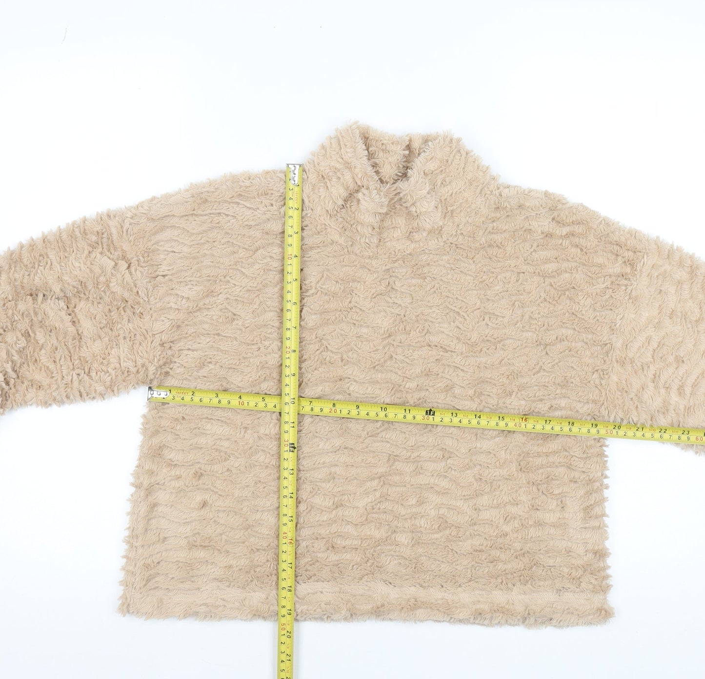 Noisy May Women Beige Fleece Pullover Sweatshirt Size M