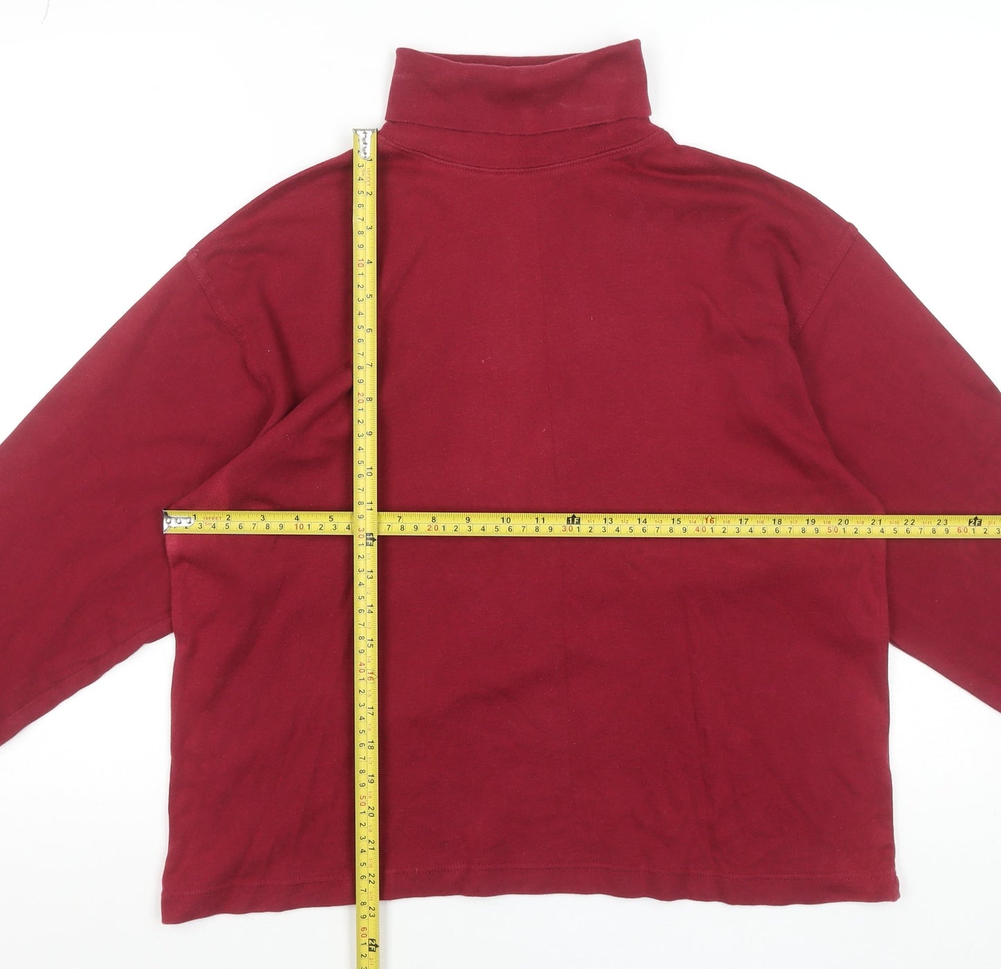 Compliments Women's Red Long Sleeve Roll Neck Cotton Top M