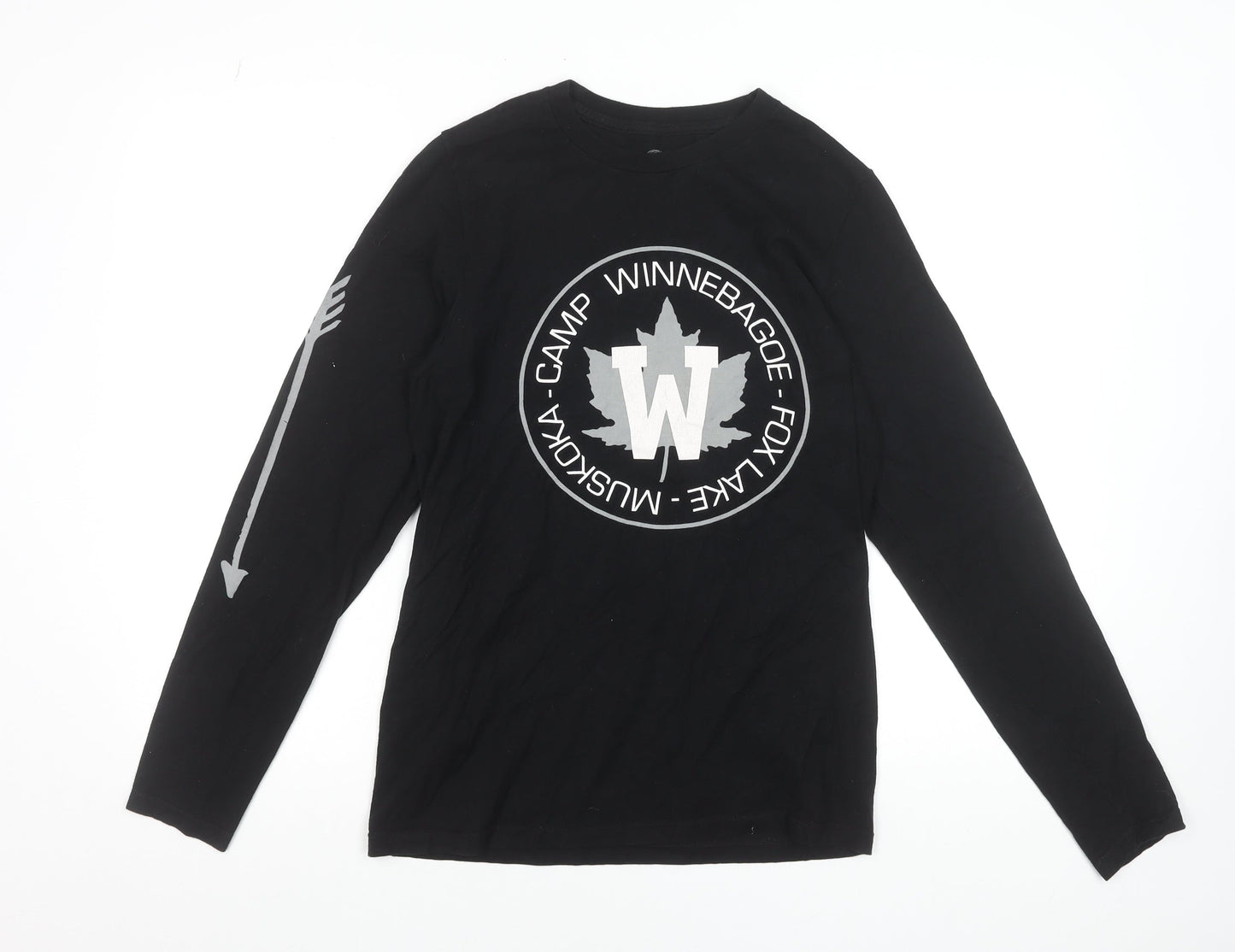 Camp Winnebagoe Men’s Black Long Sleeve Graphic Crew Neck T-Shirt Size M