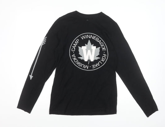 Camp Winnebagoe Men’s Black Long Sleeve Graphic Crew Neck T-Shirt Size M