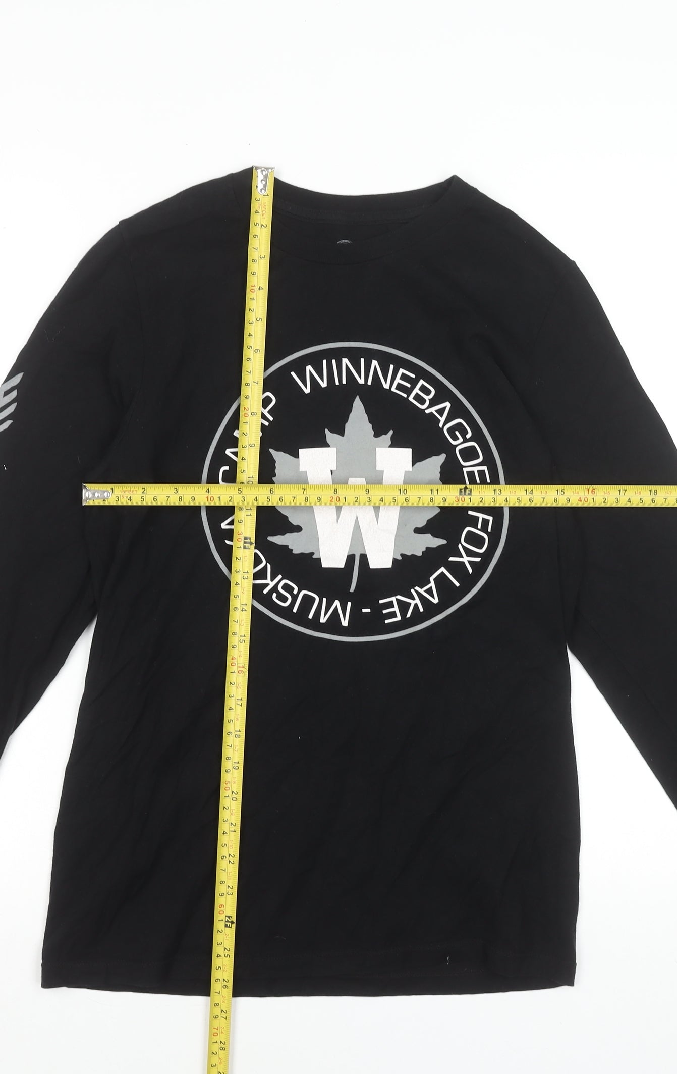 Camp Winnebagoe Men’s Black Long Sleeve Graphic Crew Neck T-Shirt Size M