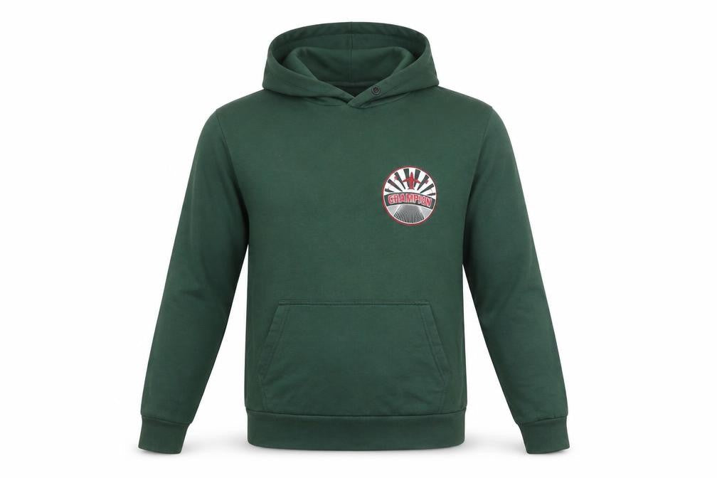 PRETTYLITTLETHING Unisex Green Pullover Hoodie Medium Logo Print