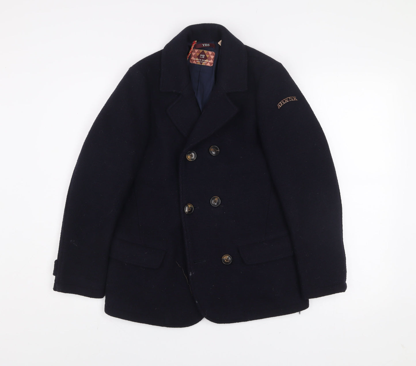 Scotch Shrunk Women's Blue Wool Pea Coat Size 12 Lined Classic Style
