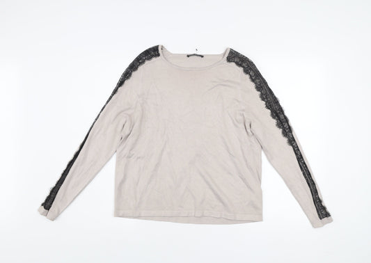 Marks and Spencer Women’s Beige Lace Trim Pullover Jumper UK 14